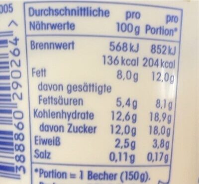 Milder Sahne Joghurt Limone Mascarpone-Geschmack - Näringsfakta - de
