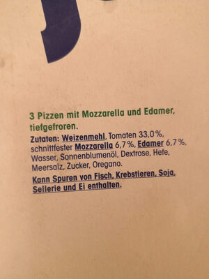 Steinofen Pizza Margherita - Zutaten