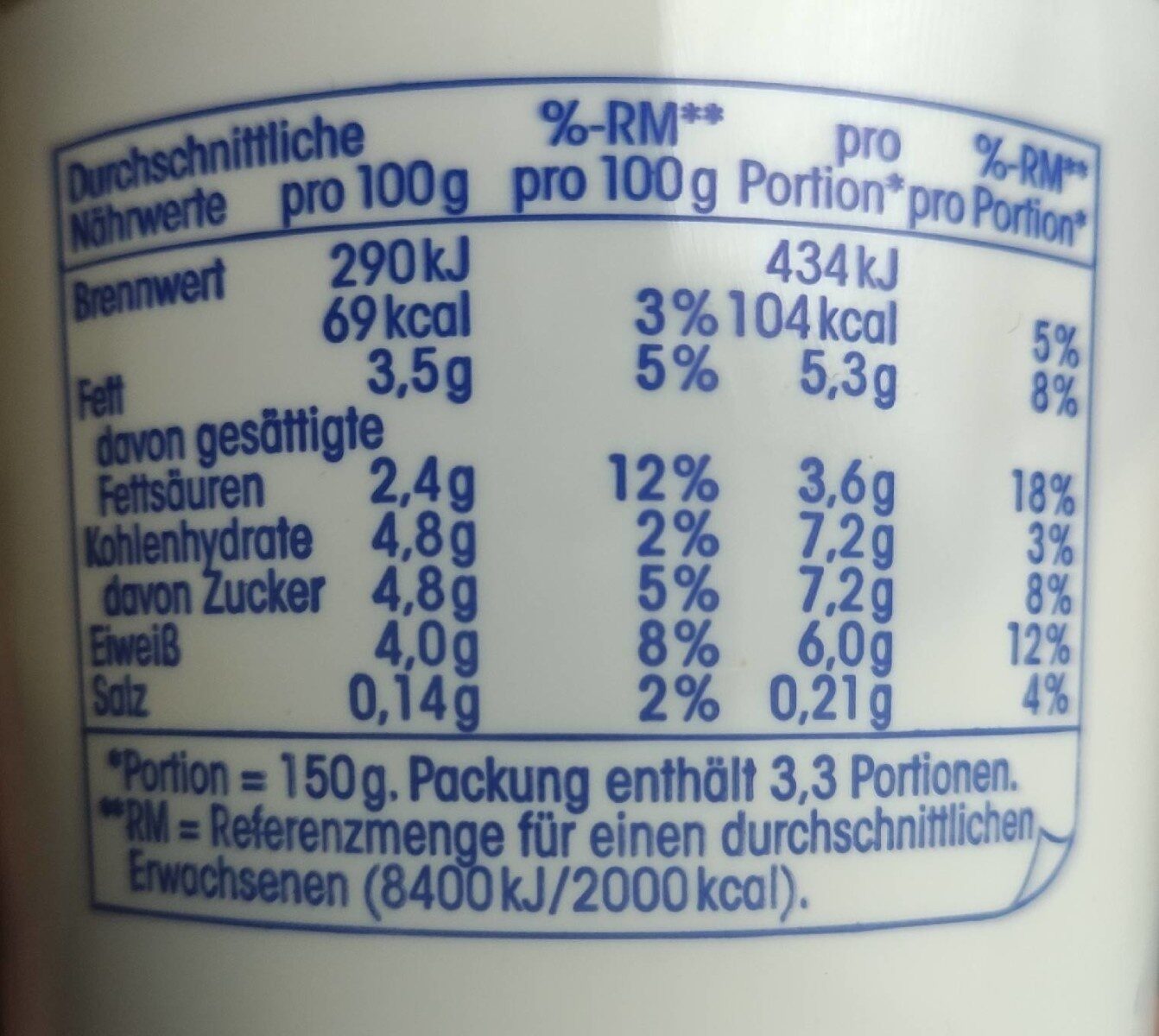 Joghurt Mild 3,5% Fett - Nährwertangaben