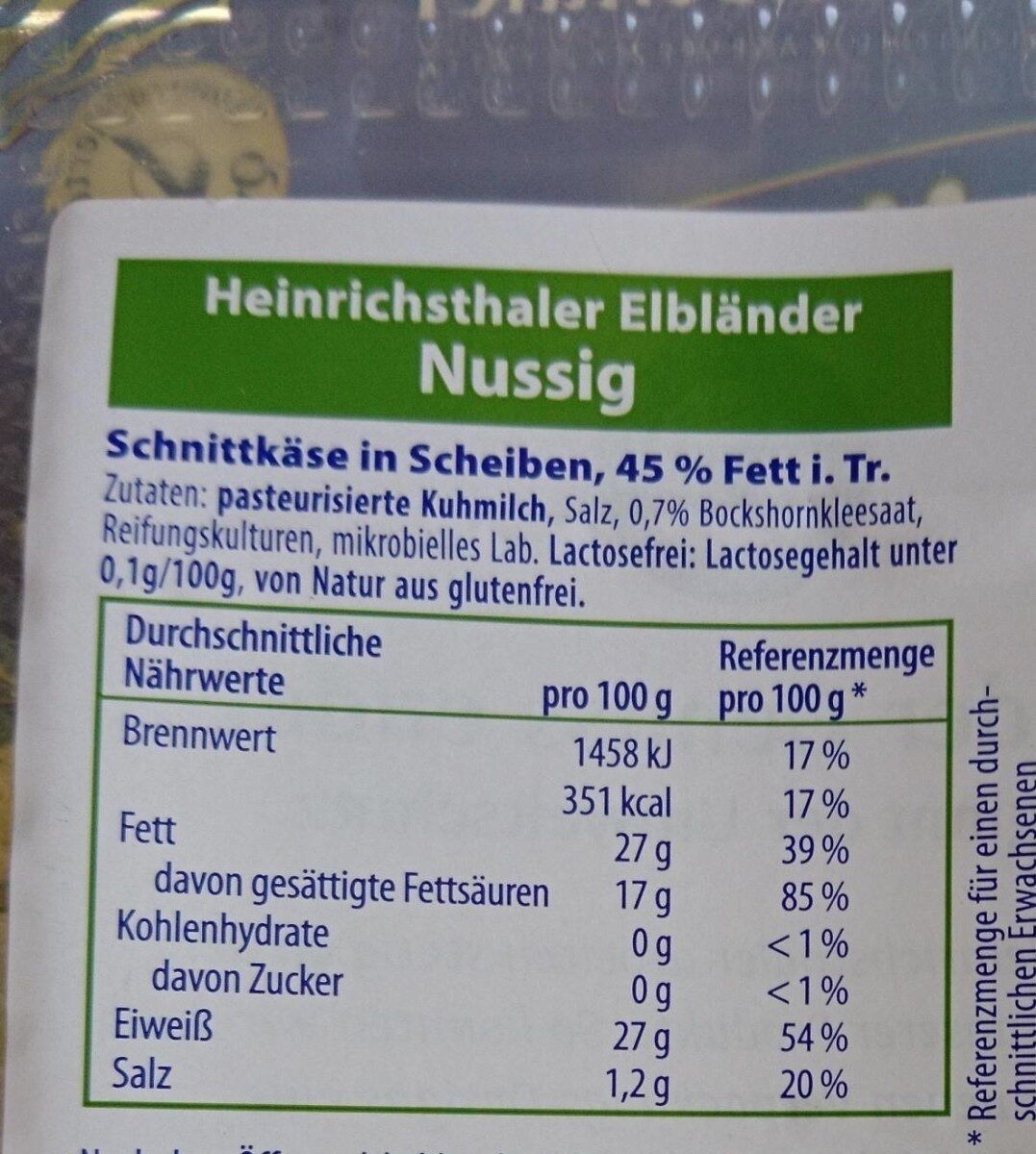 ELBLÄNDER - Nutrition facts - de