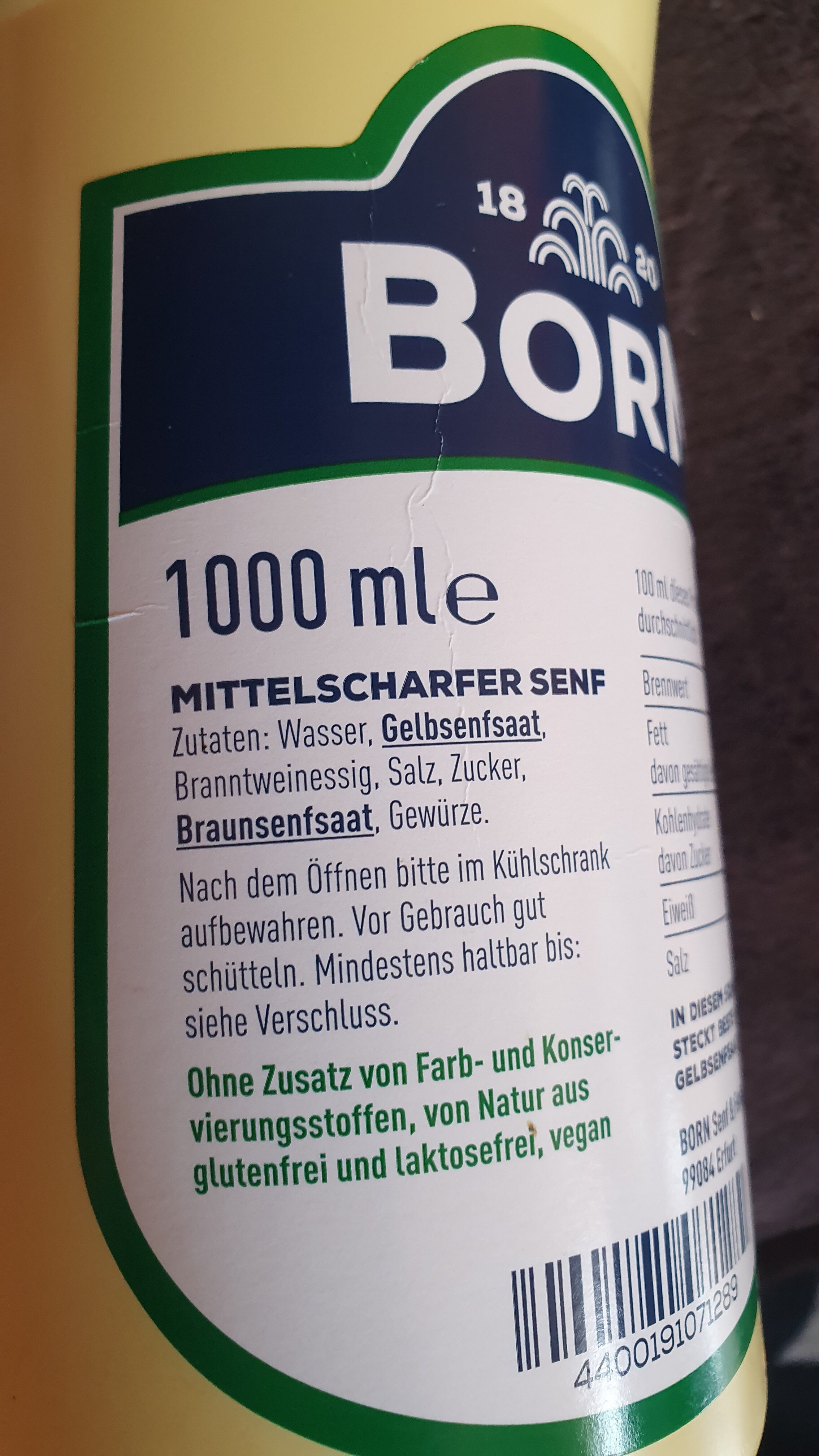 Thüringer Senf - Zutaten