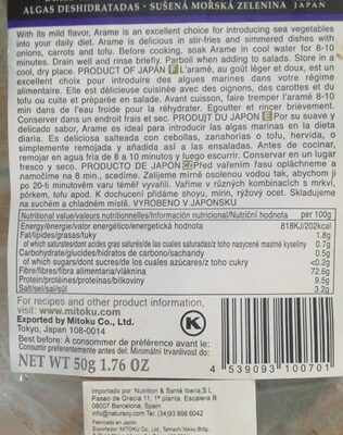 ARAME - Nutrition facts - es