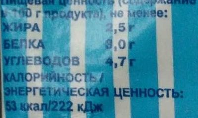 Молоко Пискарёвское 2,5% - Nutrition facts