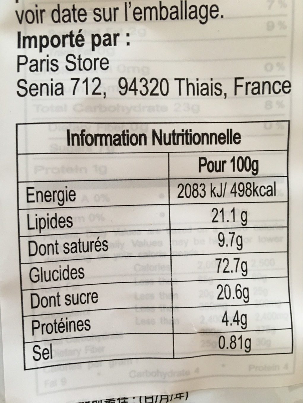 Biscuit De Riz WANGWANG150g - Nutrition facts - fr