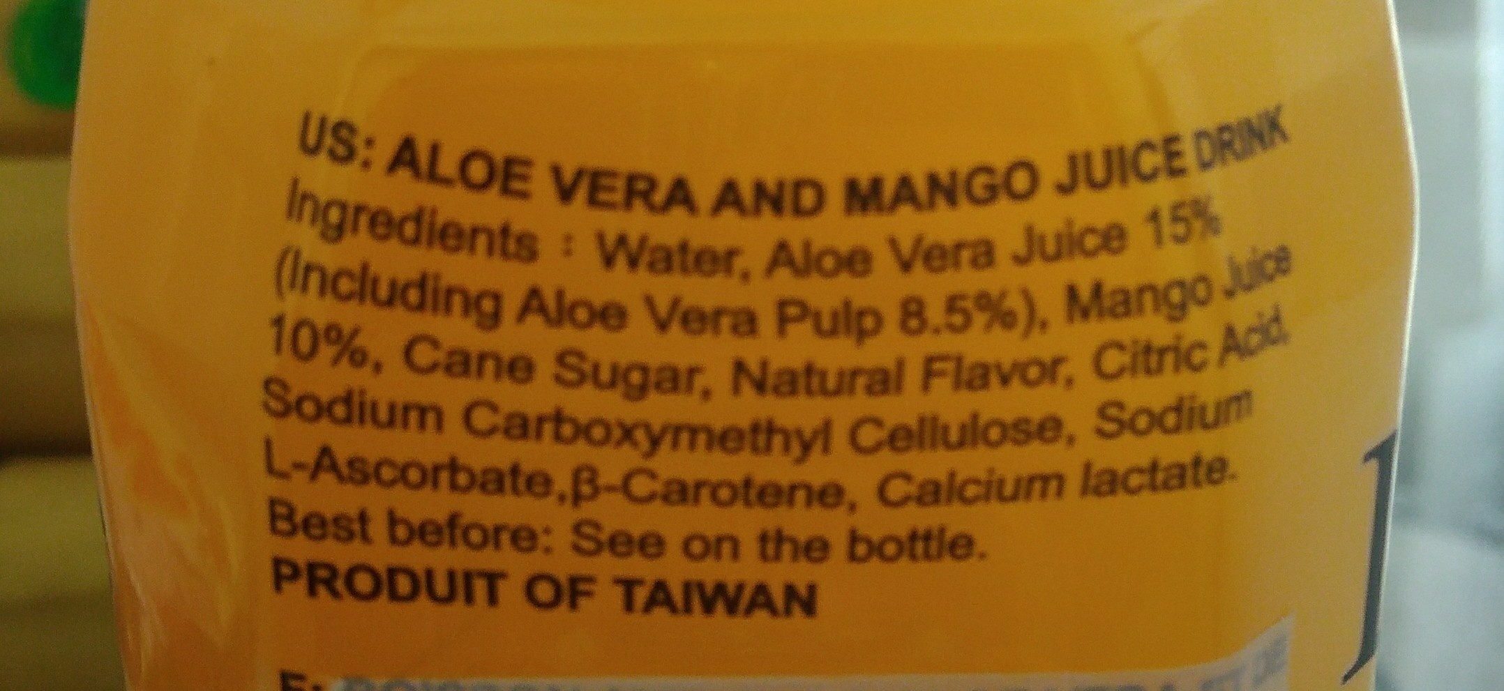 Chin Chin Aloe Vera Mango Juice - Ingrédients