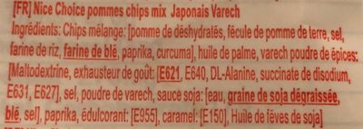 Potato chips mix - Ingredients