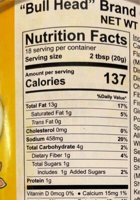Curry pasta - Nutrition facts