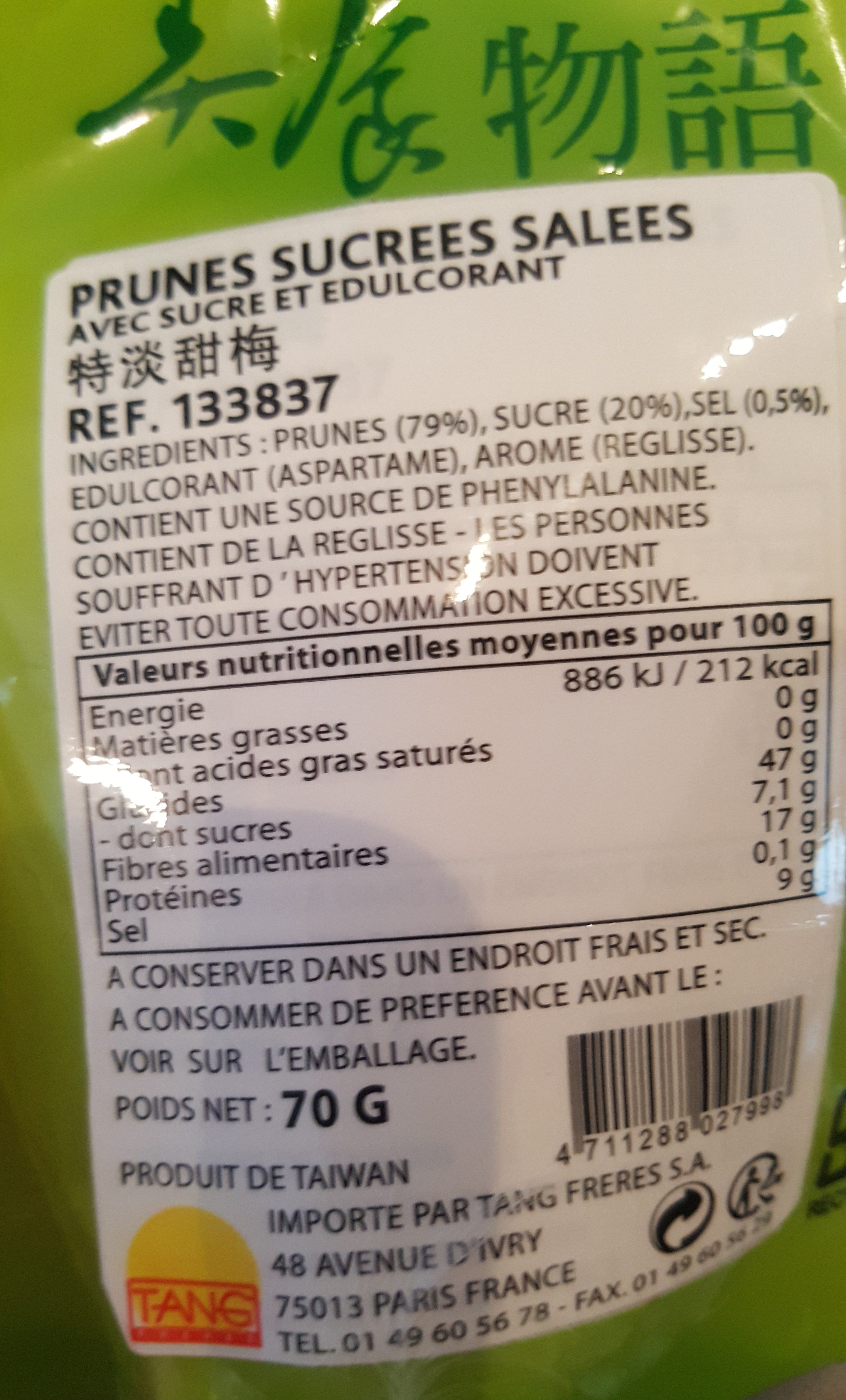 Prunes sucrées salées - Ingredients - fr