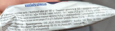 Plombyrinis varškės sūrelis - Tableau nutritionnel - lt