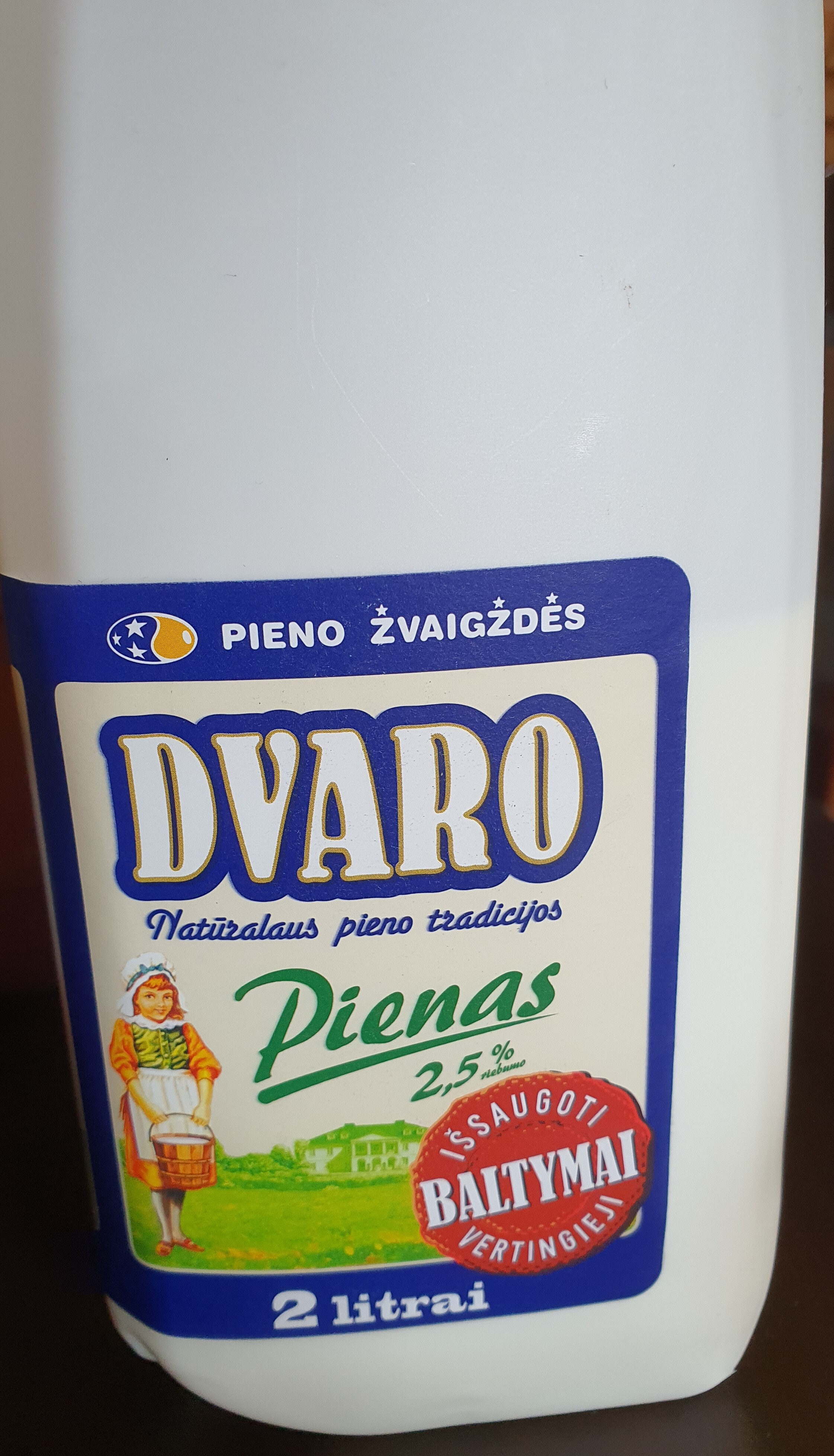 Pienas DVARO 2,5% rieb., pasterizuotas, 2l. - Produktas