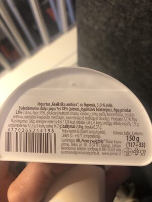 Graikiška amfora jogurtas su figomis - Ingrédients - lt