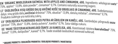 Apple & cinnamon oatmeal - Ingredients