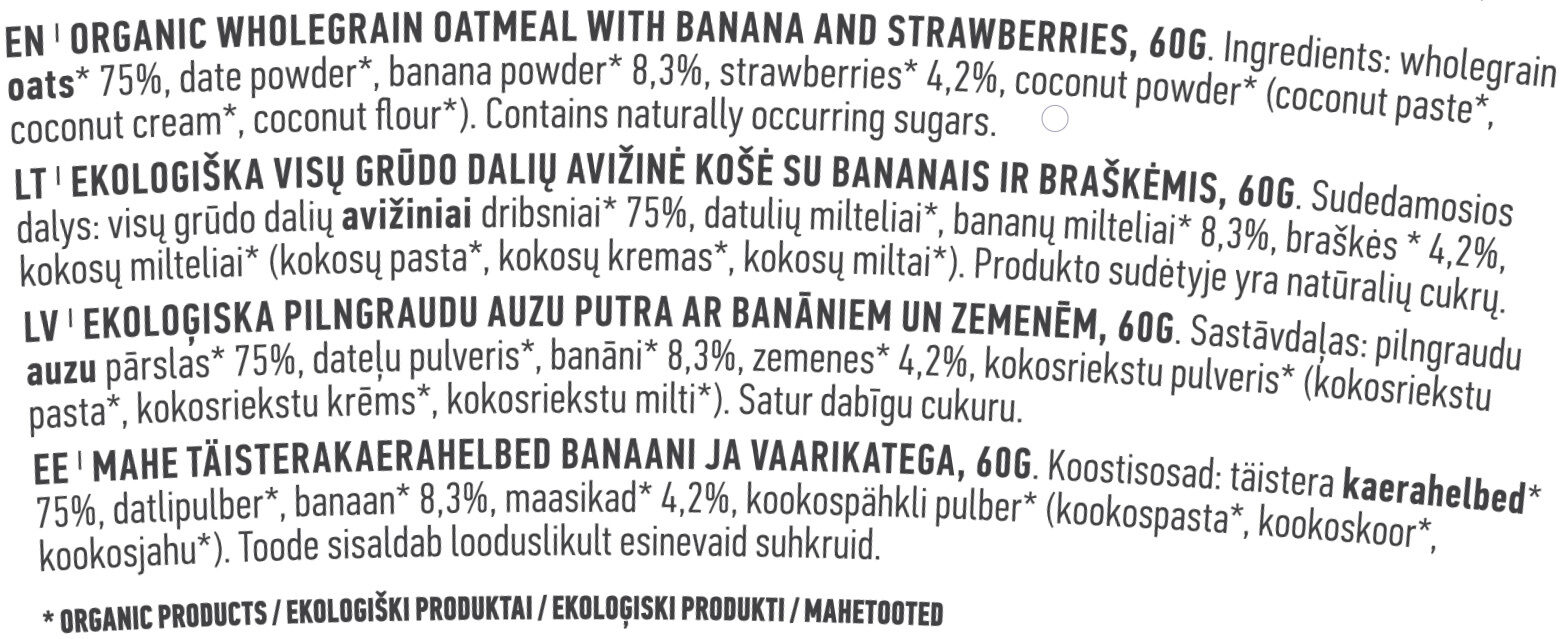 Banana & Strawberry Oatmeal - Ingredients