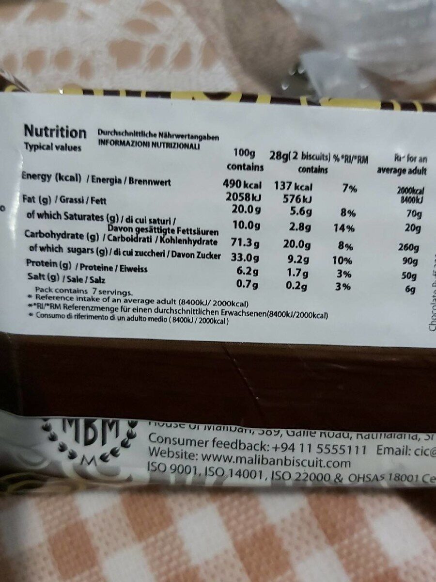 Chocolate Puff Biscuit - Nutrition facts