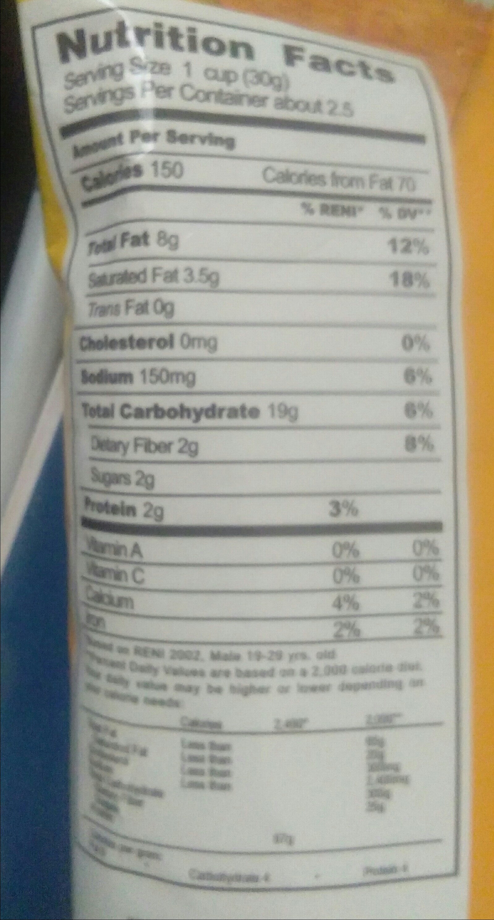 Tostillas nacho cheese flavored tortilla chips - Nutrition facts