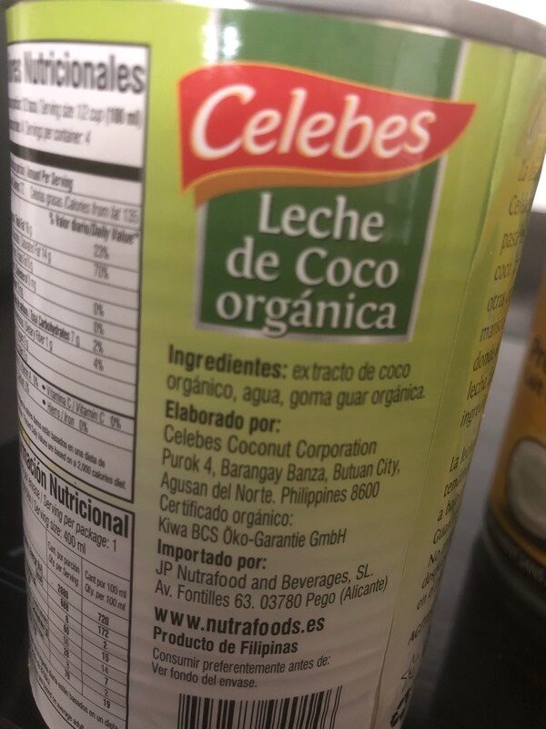 Leche de coco - Ingredients - es