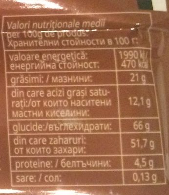 Roshen Ciocolată cu lapte și nuga de alune - Nutrition facts - ro