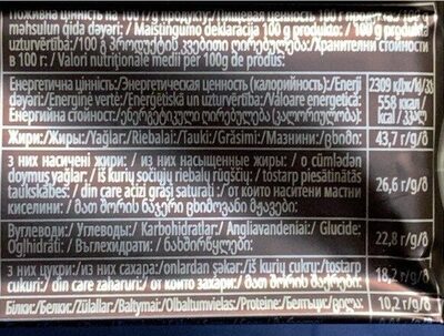 Dark chocolate - Nutrition facts