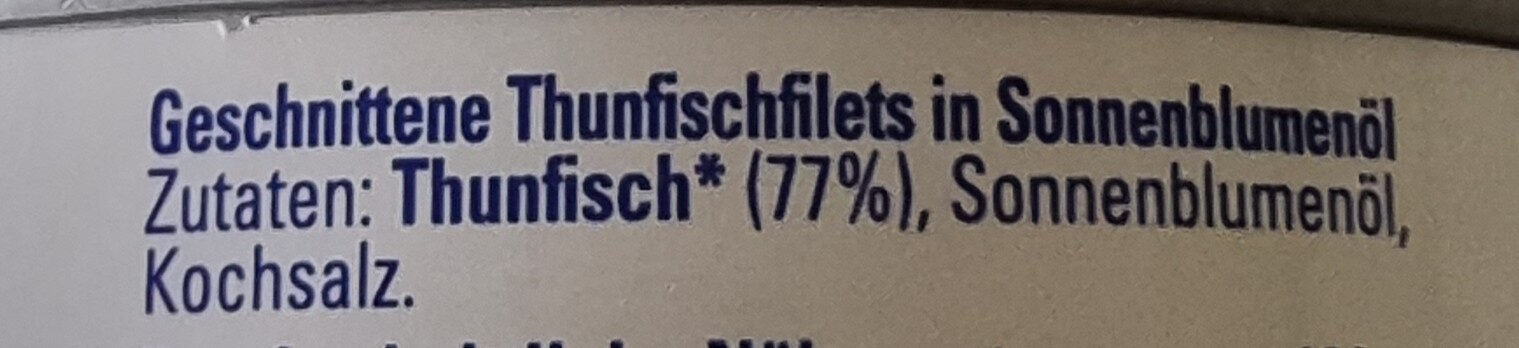 Thunfisch in Sonnenblumenöl - Ingrédients - de