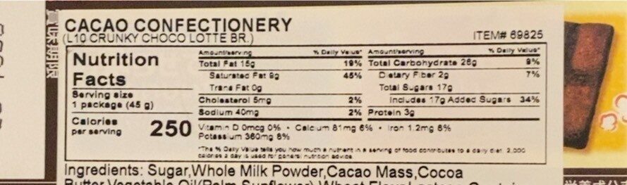 Crunky crunch chocolate - Nutrition facts