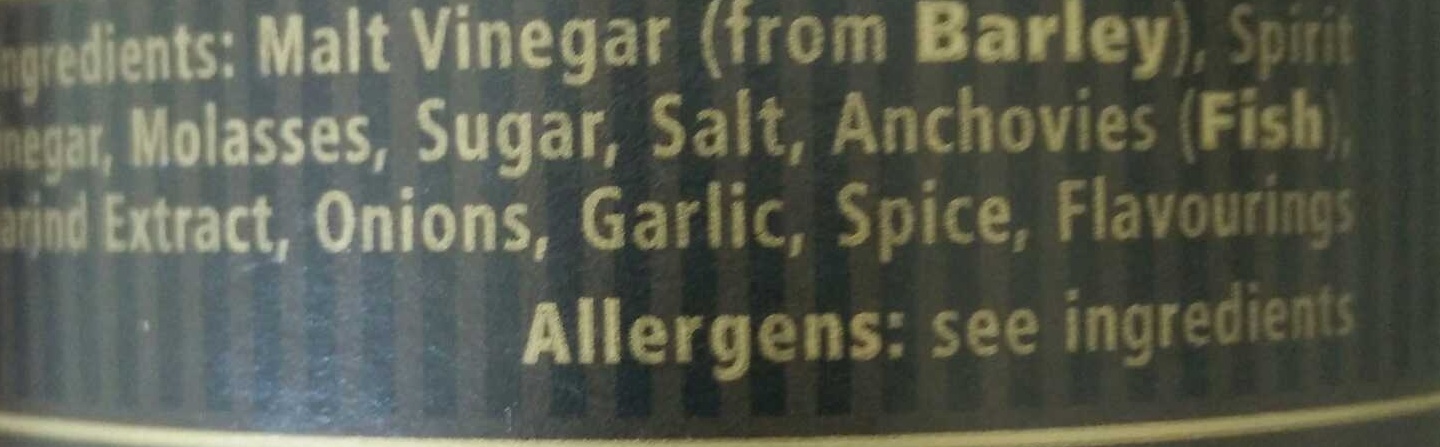 Worcestershire Sauce - Ingredients