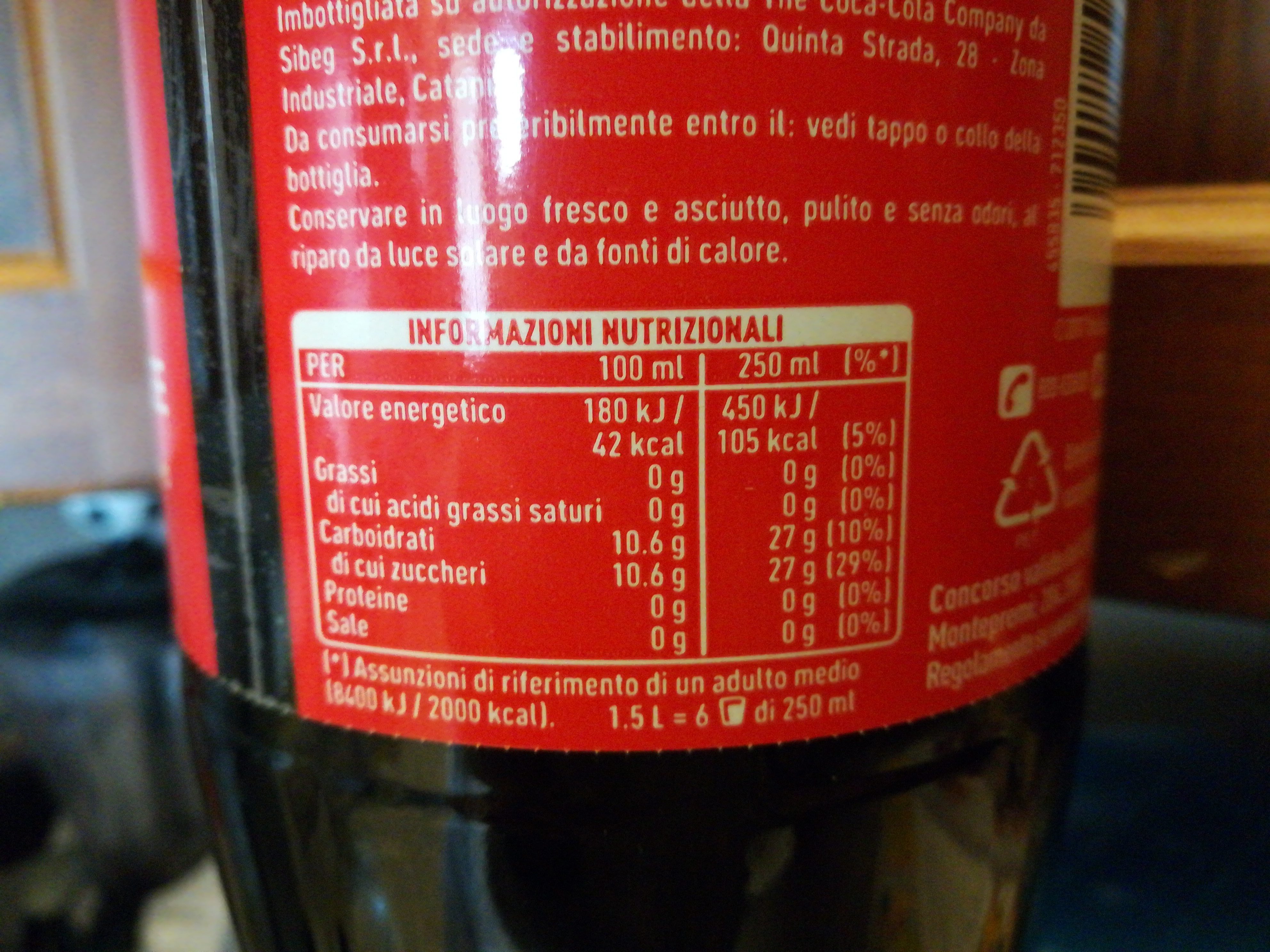 Coca-Cola - Valori nutrizionali