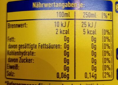 Fanta Lemon Ohne Zucker - Tableau nutritionnel