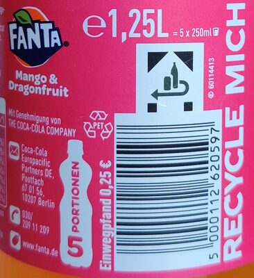 Fanta Mango&Dragonfruit - Wiederverwertungsanweisungen und/oder Verpackungsinformationen