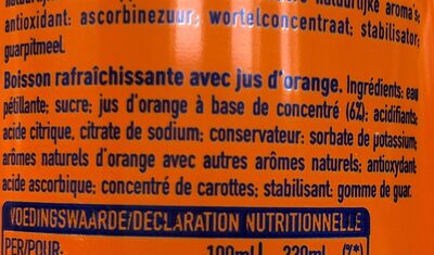 Fanta orange 33cl - Ingrédients
