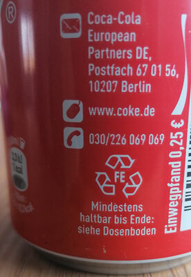 Cola Cherry Zero - Wiederverwertungsanweisungen und/oder Verpackungsinformationen