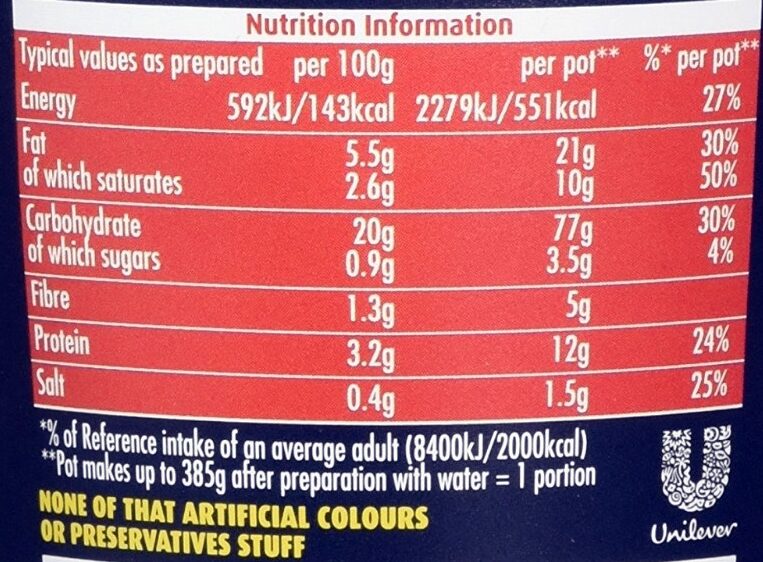 Pot Noodle King Bombay Bad Boy - Nutrition facts