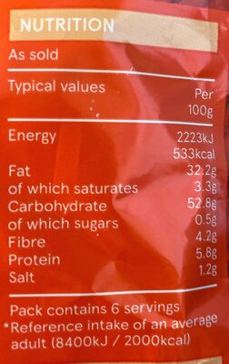 Ready Salted Crisps - Tableau nutritionnel - en