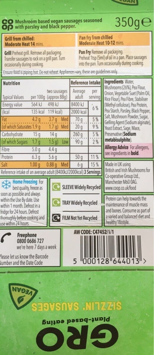 Sizzlin sausage - Nutrition facts
