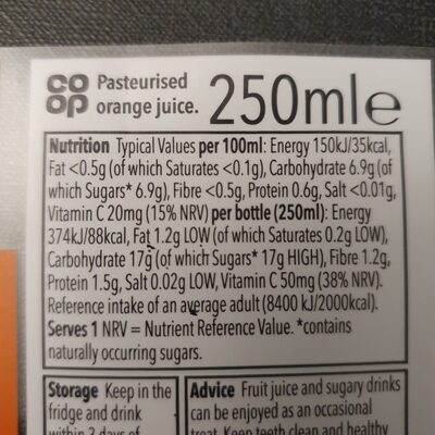 Coop orange juice - Ingredients