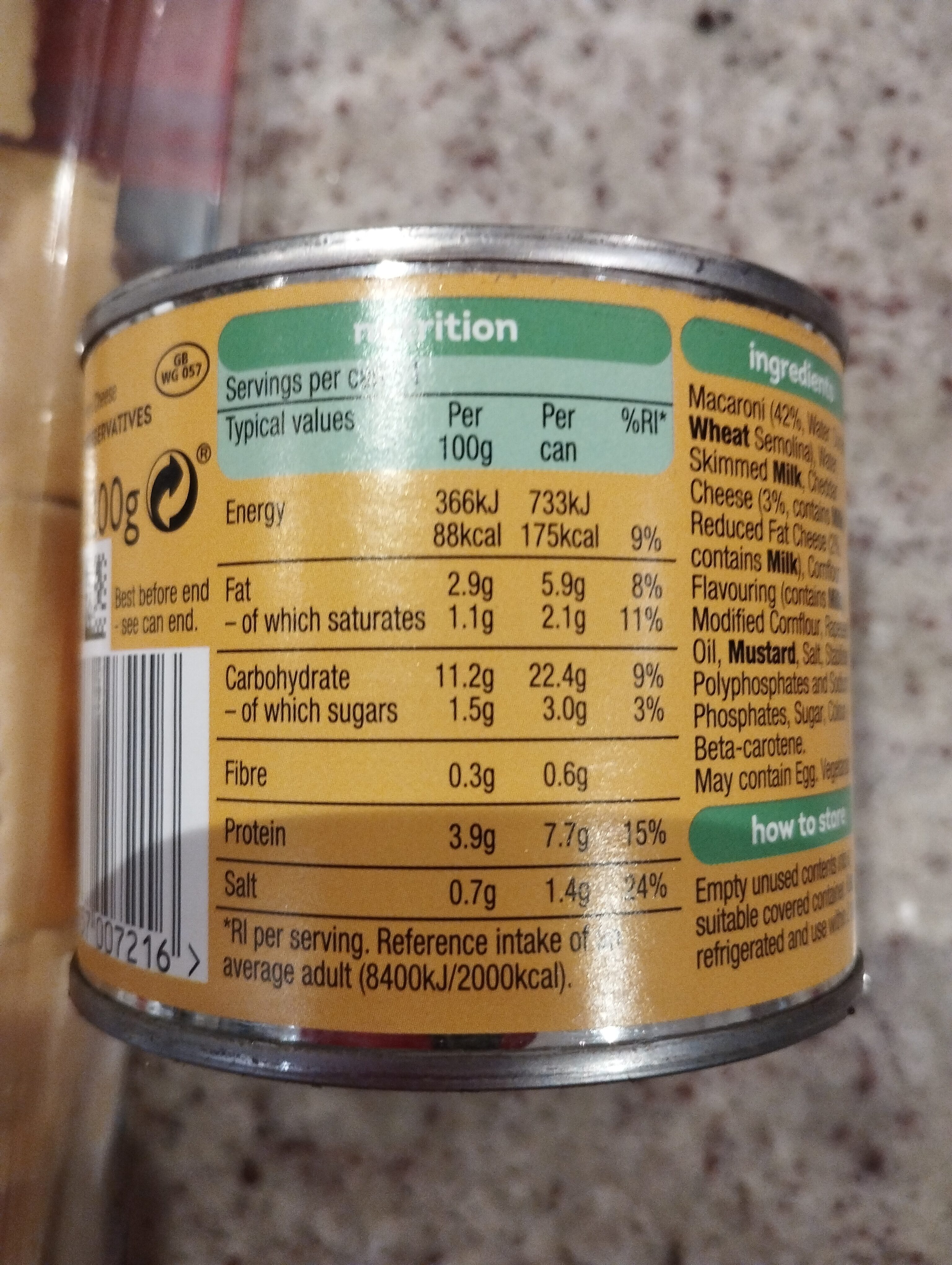 Heinz macaroni cheese - Nutrition facts