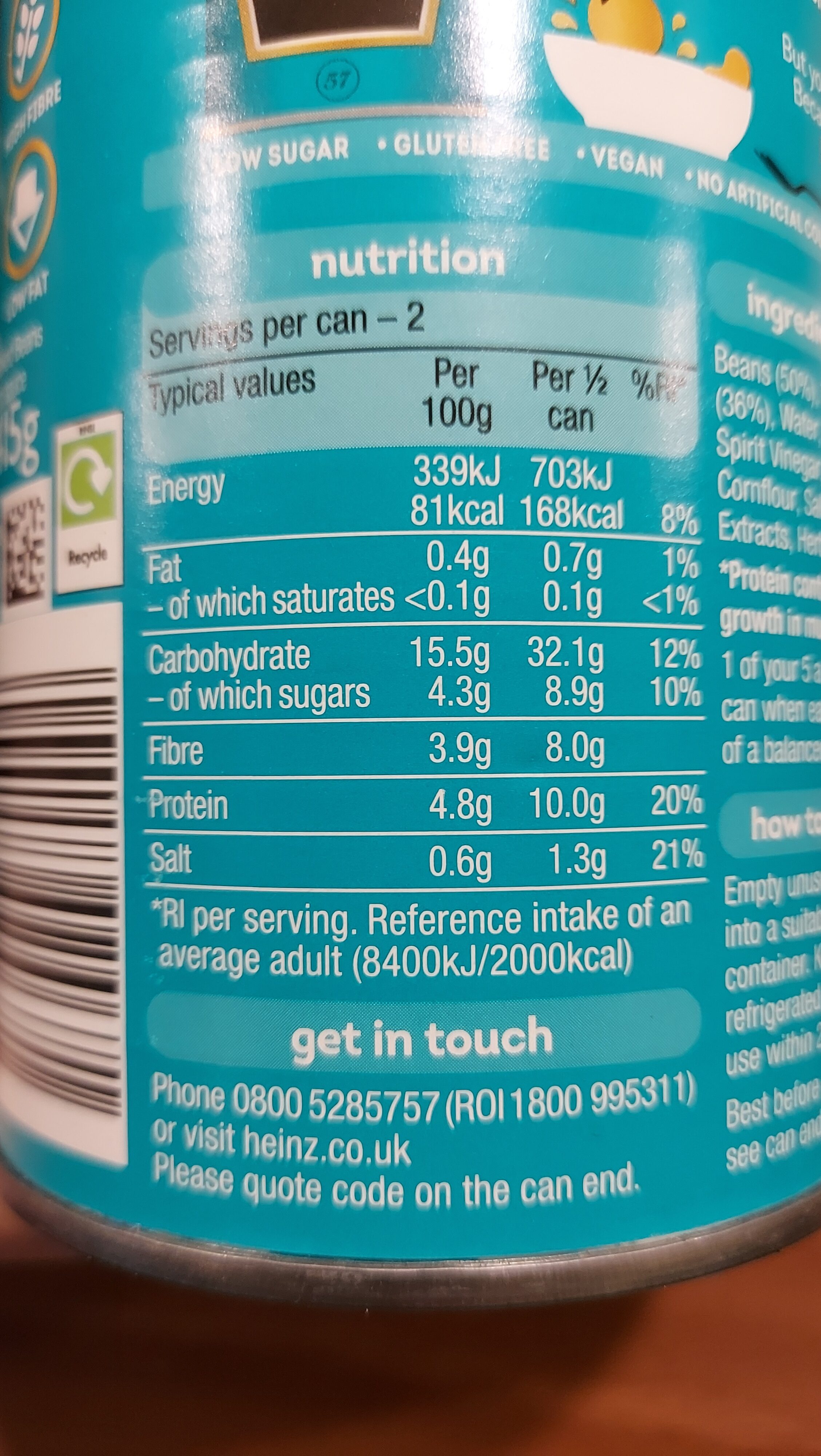 Heinz Beanz In a rich tomato sauce - Nutrition facts