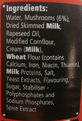 Cream of Mushroom - Ingredients