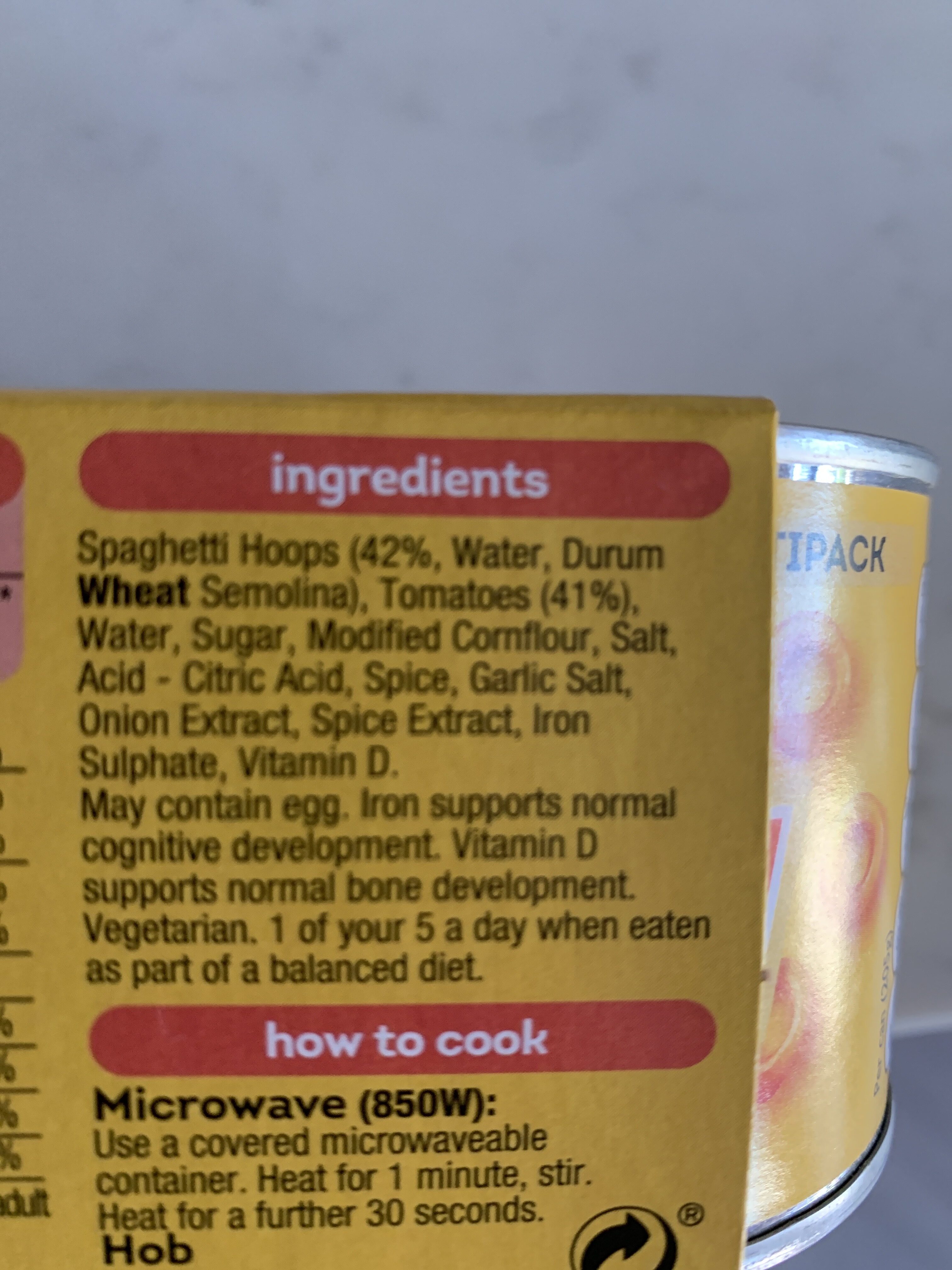 Geinez Spaghetti Hoops - Ingredients