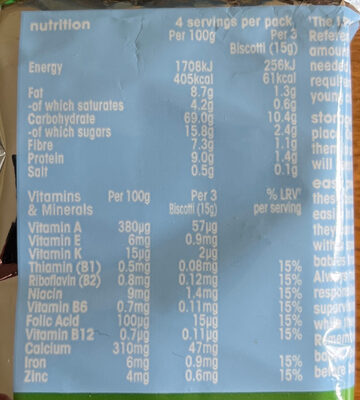 Heinz Biscotti Banana 6S 60g - Nutrition facts