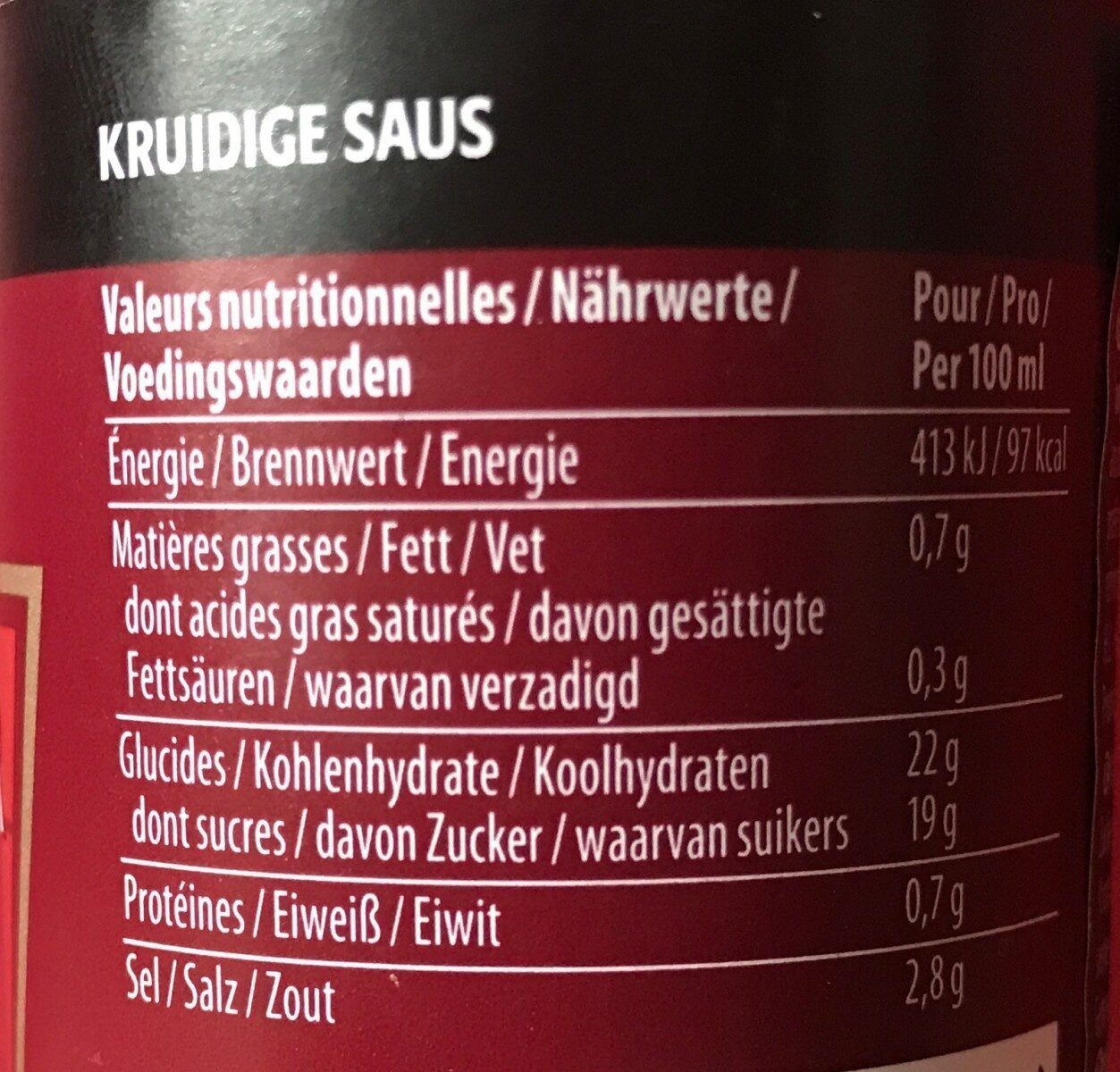 Worcestershire Sauce 150 ml - Nährwertangaben - fr