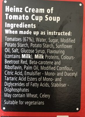Cream of Tomato Cup Soup - Ingrédients
