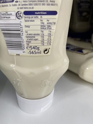 mayonnaise - Wiederverwertungsanweisungen und/oder Verpackungsinformationen - en