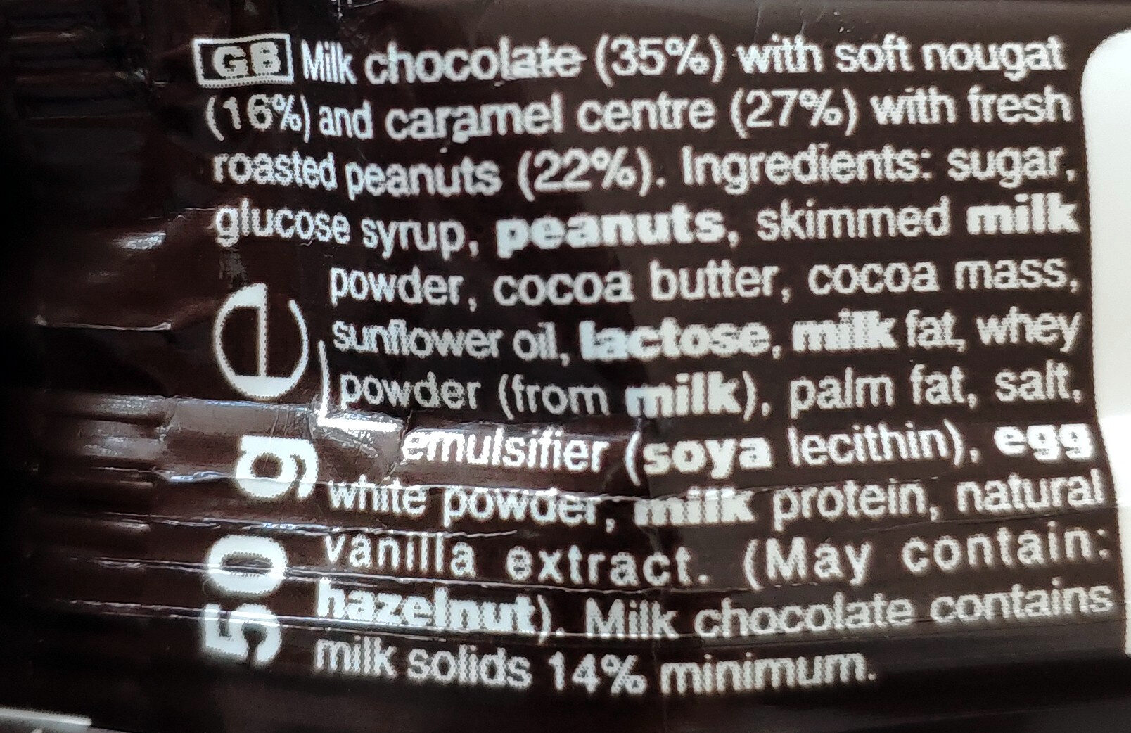 Snickers Bar - Ingredientes - en