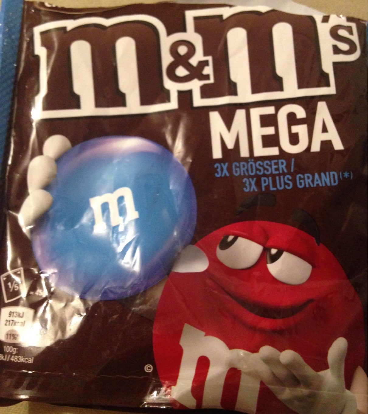 M &M'S Mega - Tableau nutritionnel