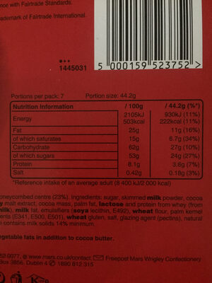 Fairtrade Chocolate Box - Nutrition facts