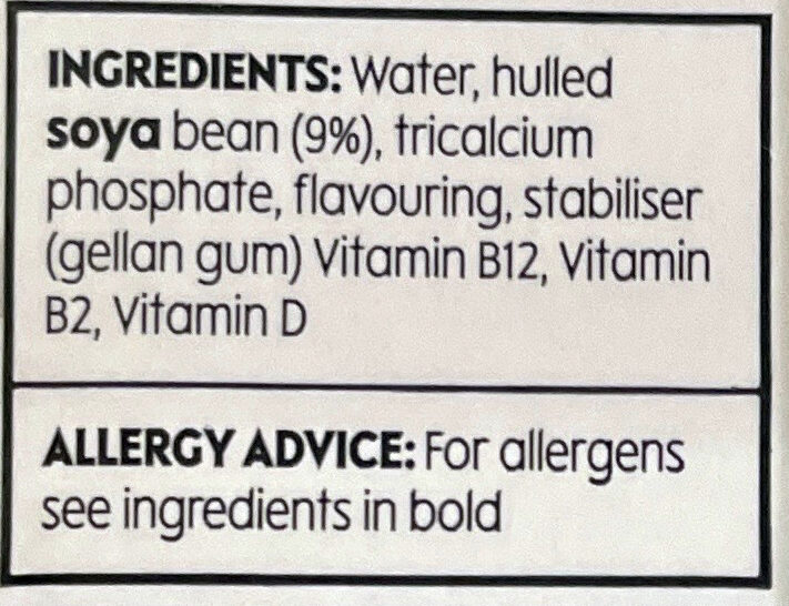 Unsweetened Soya - Ingredients