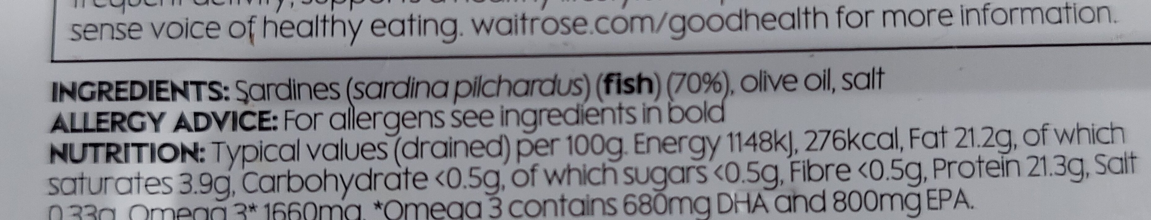 Waitrose sardines in olive oil - Ingredients
