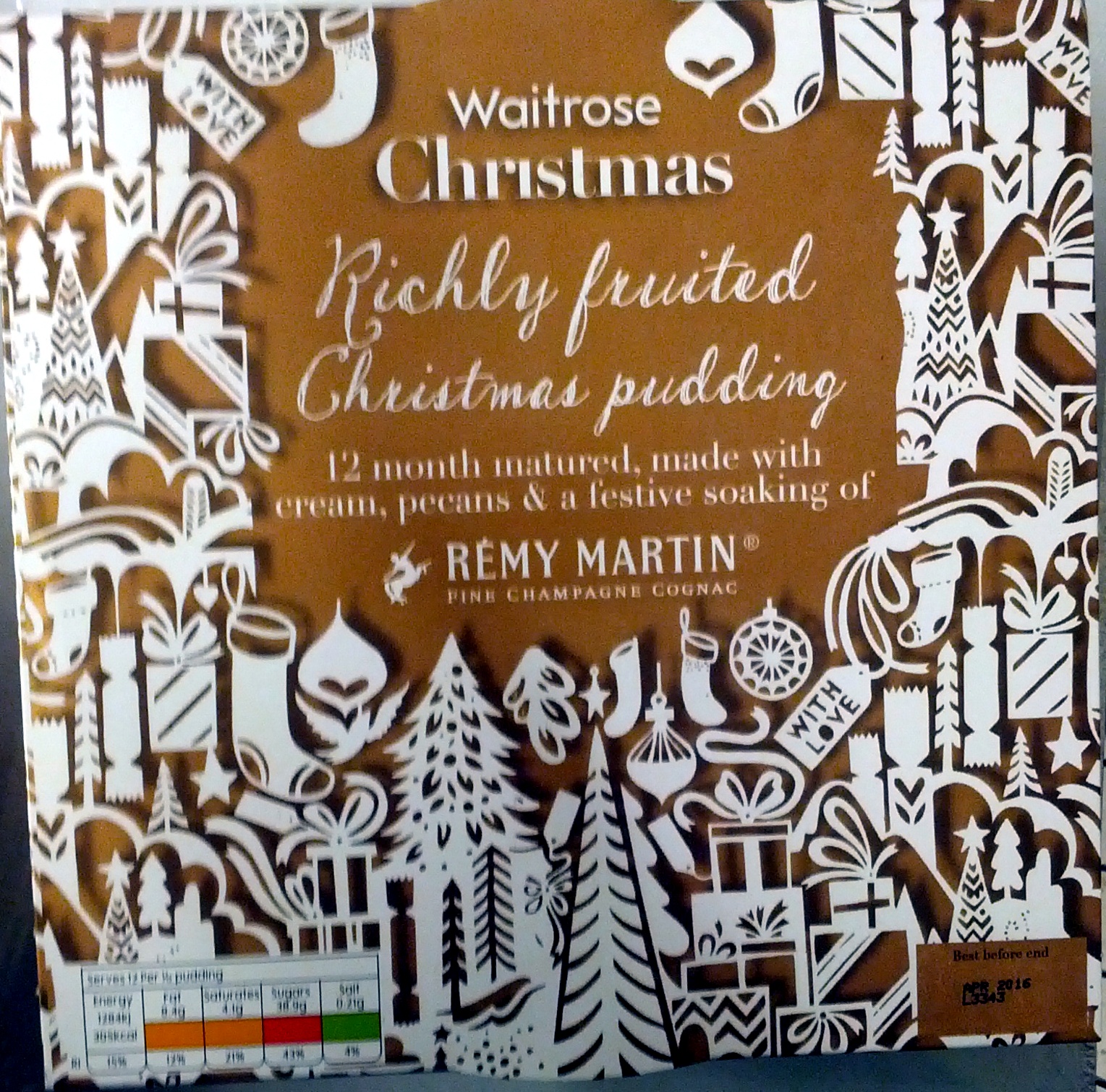 Richly Fruited Christmas Pudding 12 months matured, made with cream, pecans and a festive soaking of Rémy Martin Fine Champagne Cognac - Product