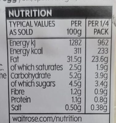 Deli style coleslaw - Nutrition facts