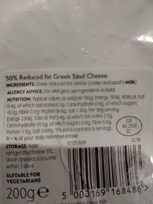 Greek light salad cheese - Ingredients